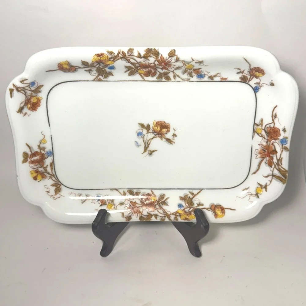 Haviland Limoges France Floral Porcelain Rectangular Platter‎ Tray H&Co L 12x8